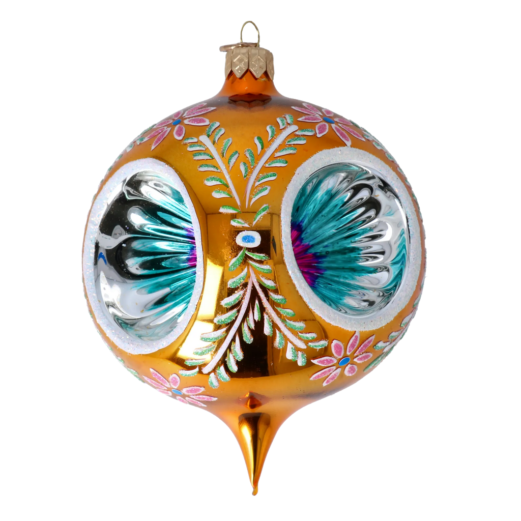 Gilded Azure Solstice | Hand-Painted Glass Ornament | Blubom 2024-270