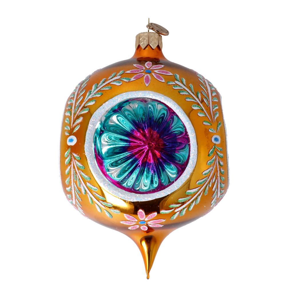Gilded Azure Solstice | Hand-Painted Glass Ornament | Blubom 2024-270