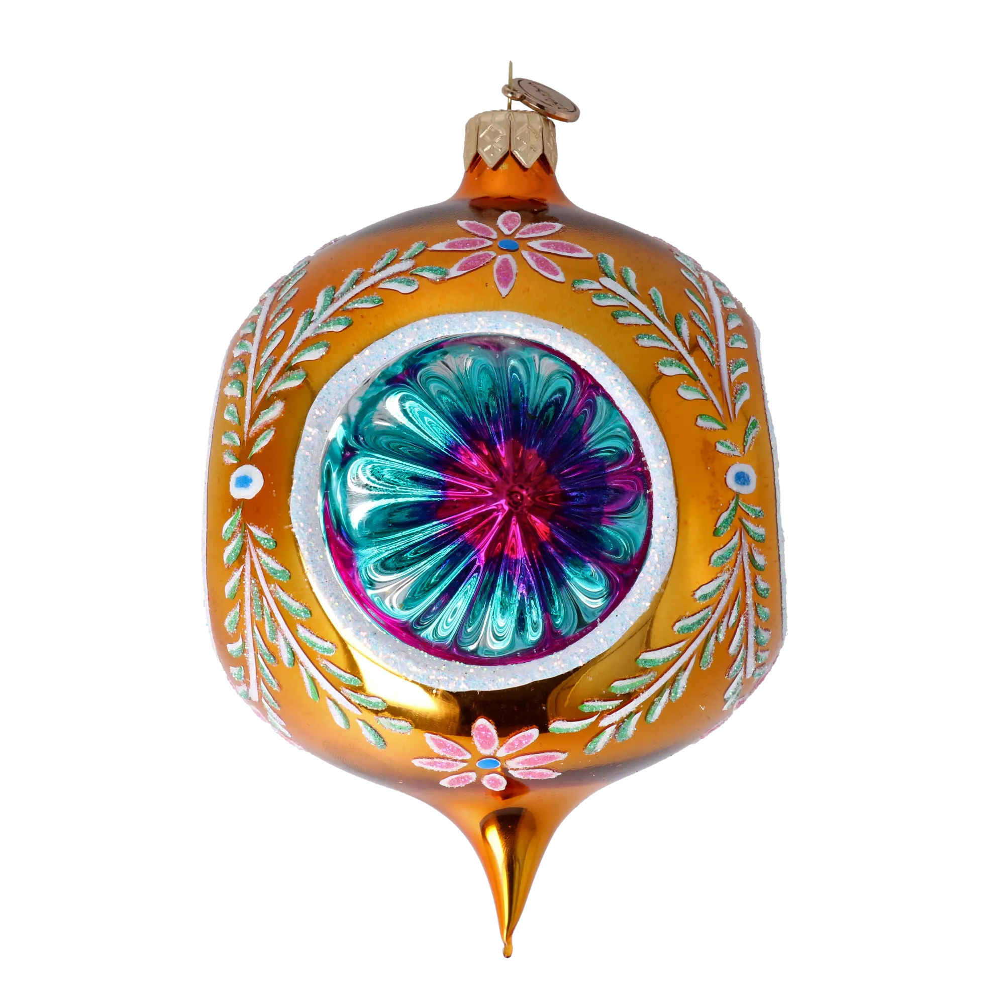 Gilded Azure Solstice | Hand-Painted Glass Ornament | Blubom 2024-270