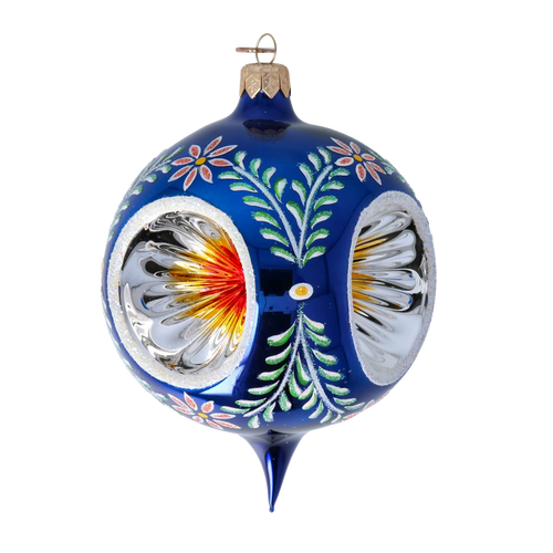 Cobalt Folklore Echo | Hand-Painted Glass Ornament | Blubom 2024-271