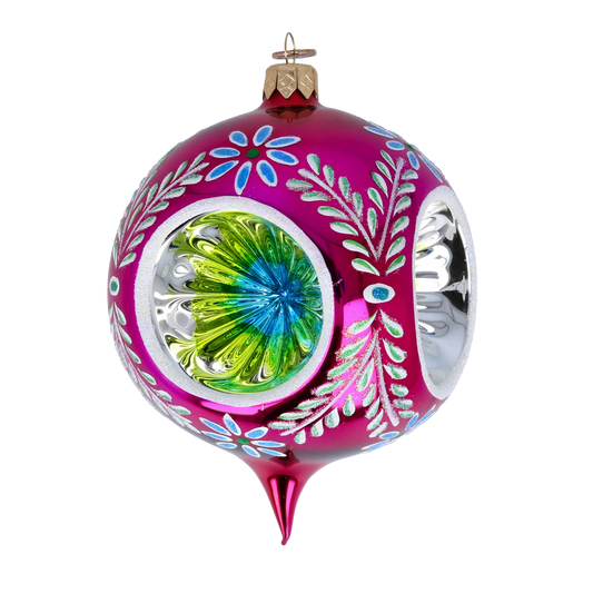 Headlights -Fuchsia skylight. Handmade Glass Christmas ornament. 2024-272