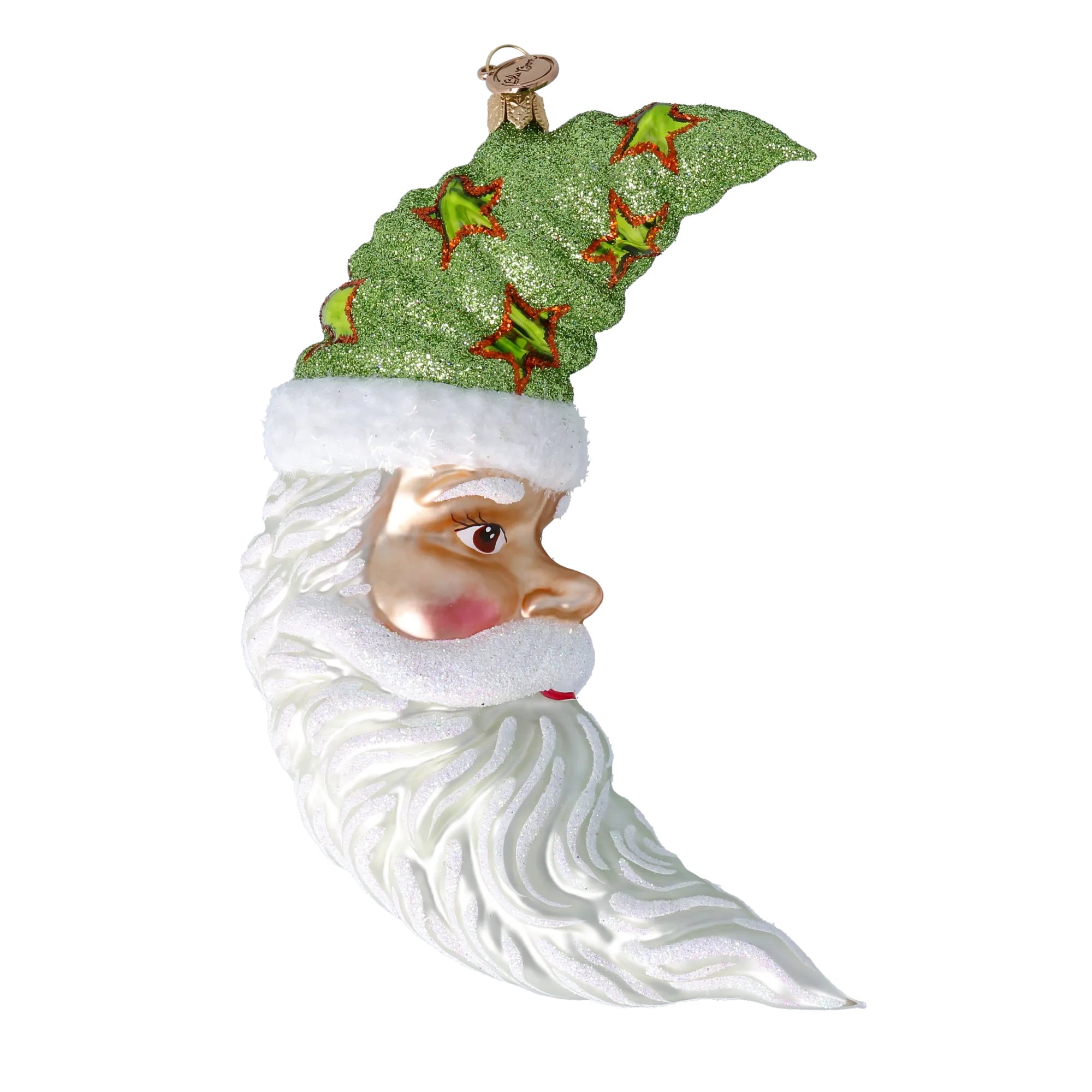 Lunar Santa - Star Glow Moon. Handmade Glass Christmas ornament. 2024-276
