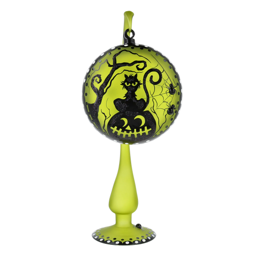 Neon Green Midnight Feline Premium christmas glass ornament 2024-279
