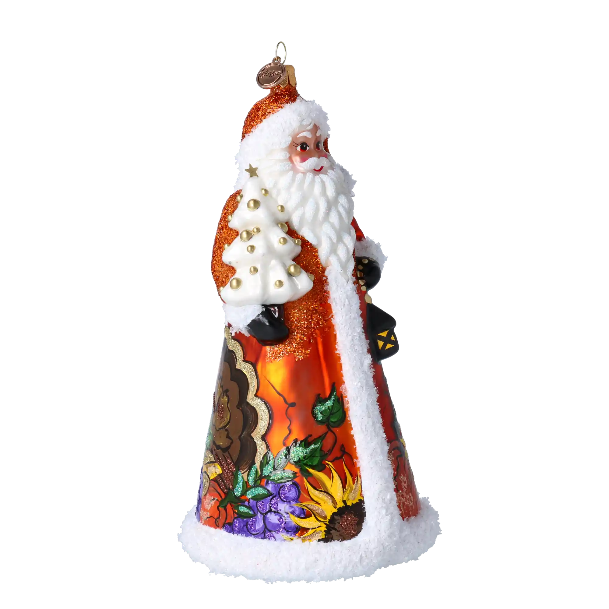 Thanksgiving Harvest Santa Handmade Glass Christmas ornament