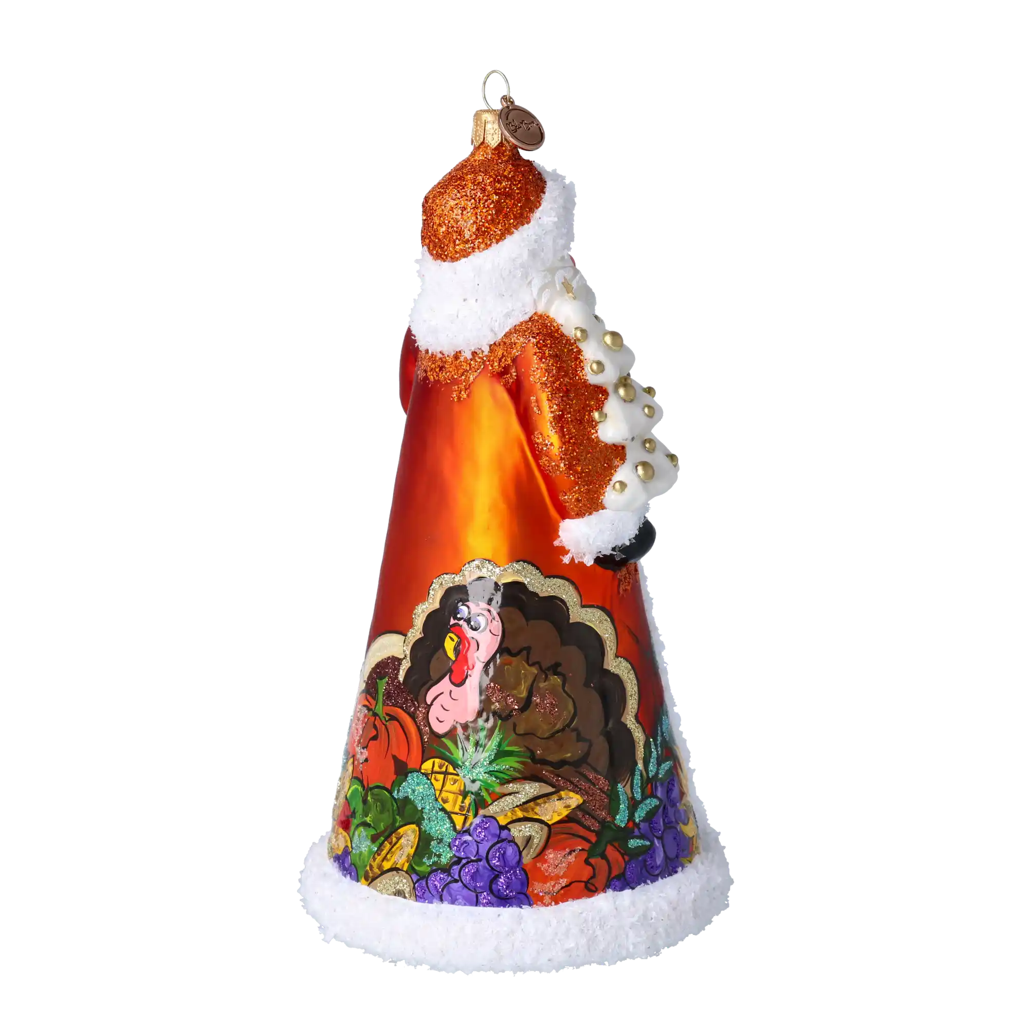 Thanksgiving Harvest Santa Handmade Glass Christmas ornament