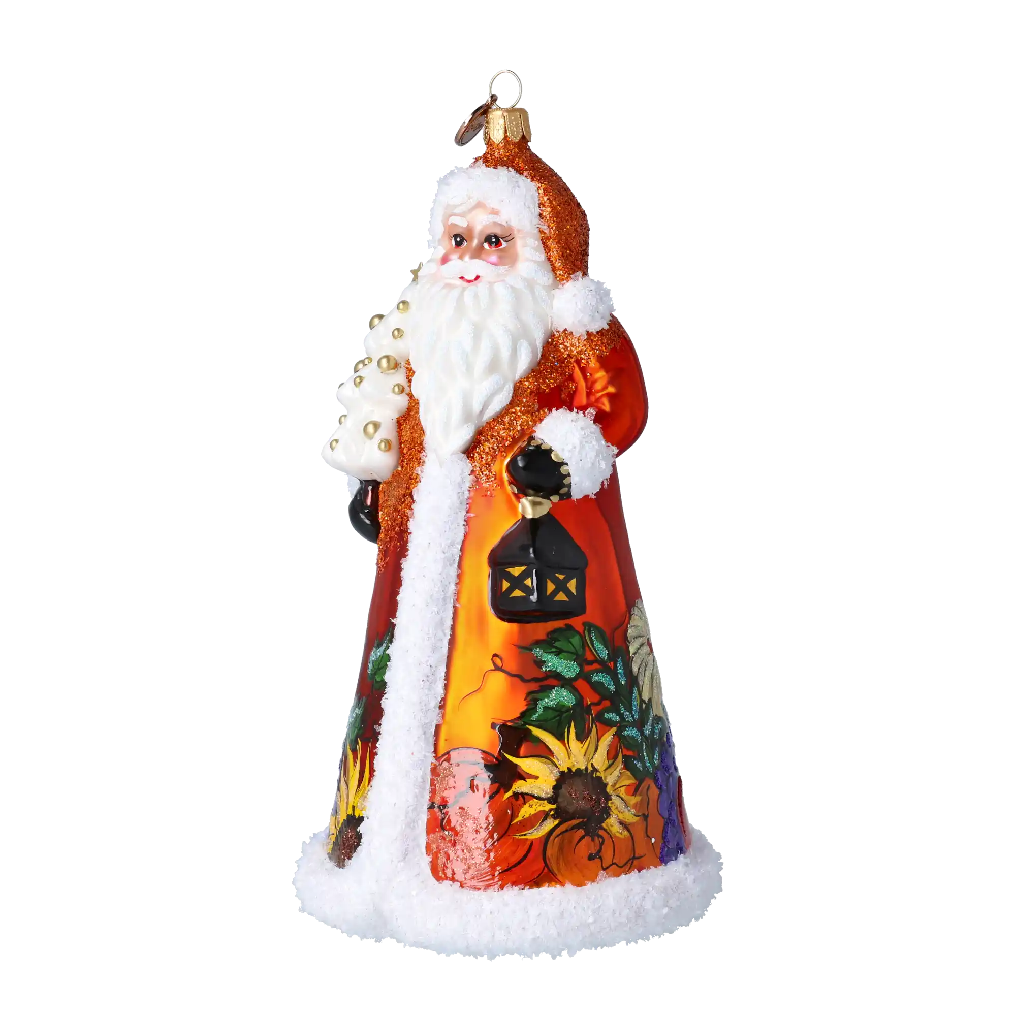 Thanksgiving Harvest Santa Handmade Glass Christmas ornament