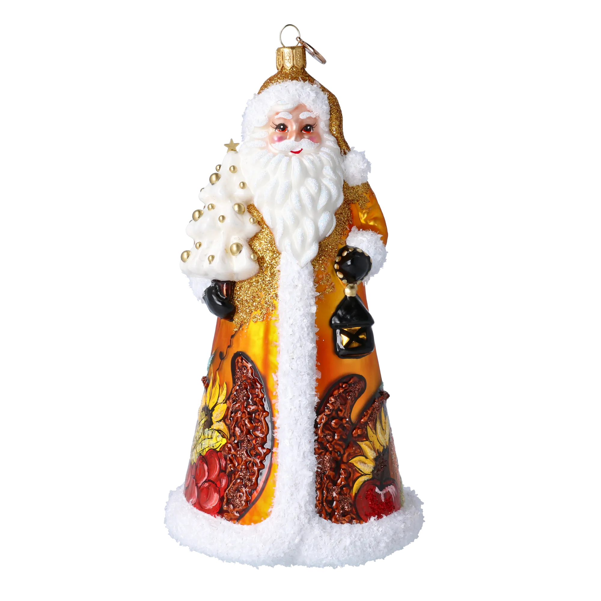 Thanksgiving Santa Claus. Handmade Glass Christmas ornament. 2024-284