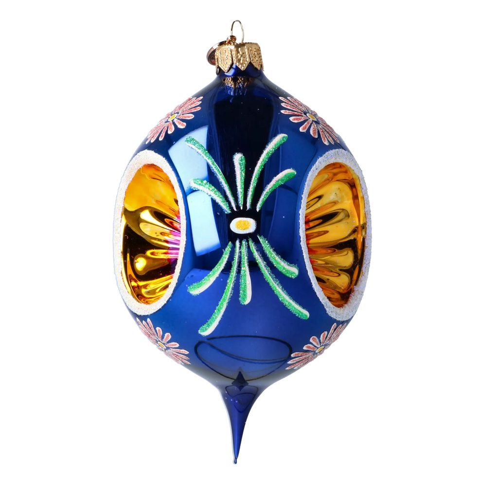 Cobalt Daybreak | Hand-Painted Glass Ornament | Blubom 2024-285