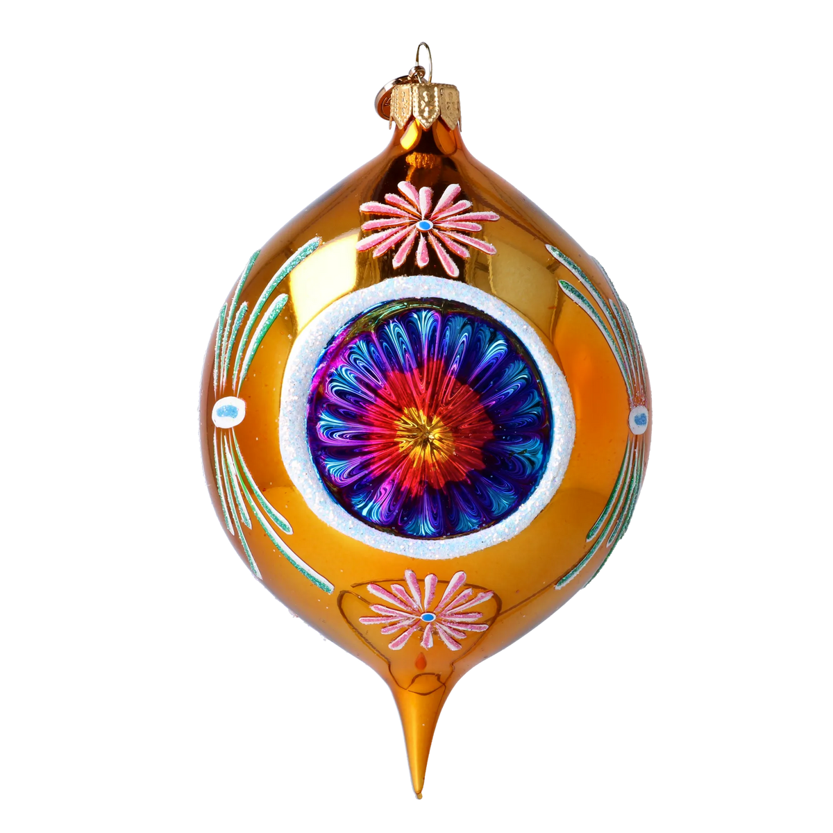 Saffron Radiant Echo | Hand-Painted Glass Ornament | Blubom 2024-288