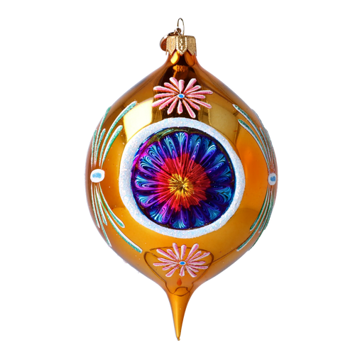 Saffron Radiant Echo | Hand-Painted Glass Ornament | Blubom 2024-288