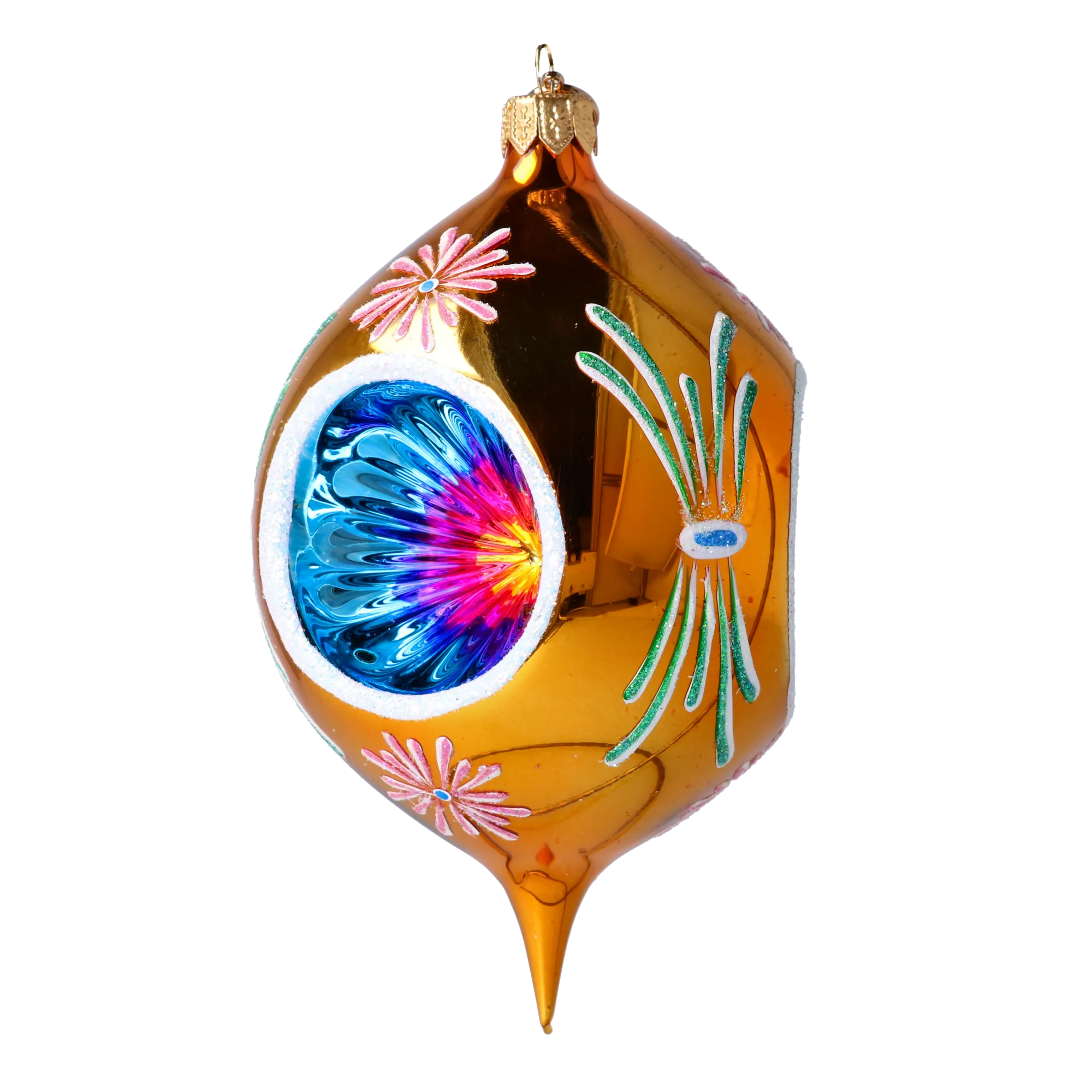 Saffron Radiant Echo | Hand-Painted Glass Ornament | Blubom 2024-288