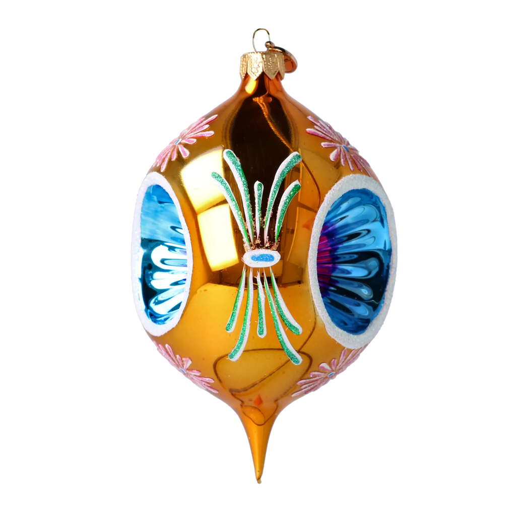 Saffron Radiant Echo | Hand-Painted Glass Ornament | Blubom 2024-288