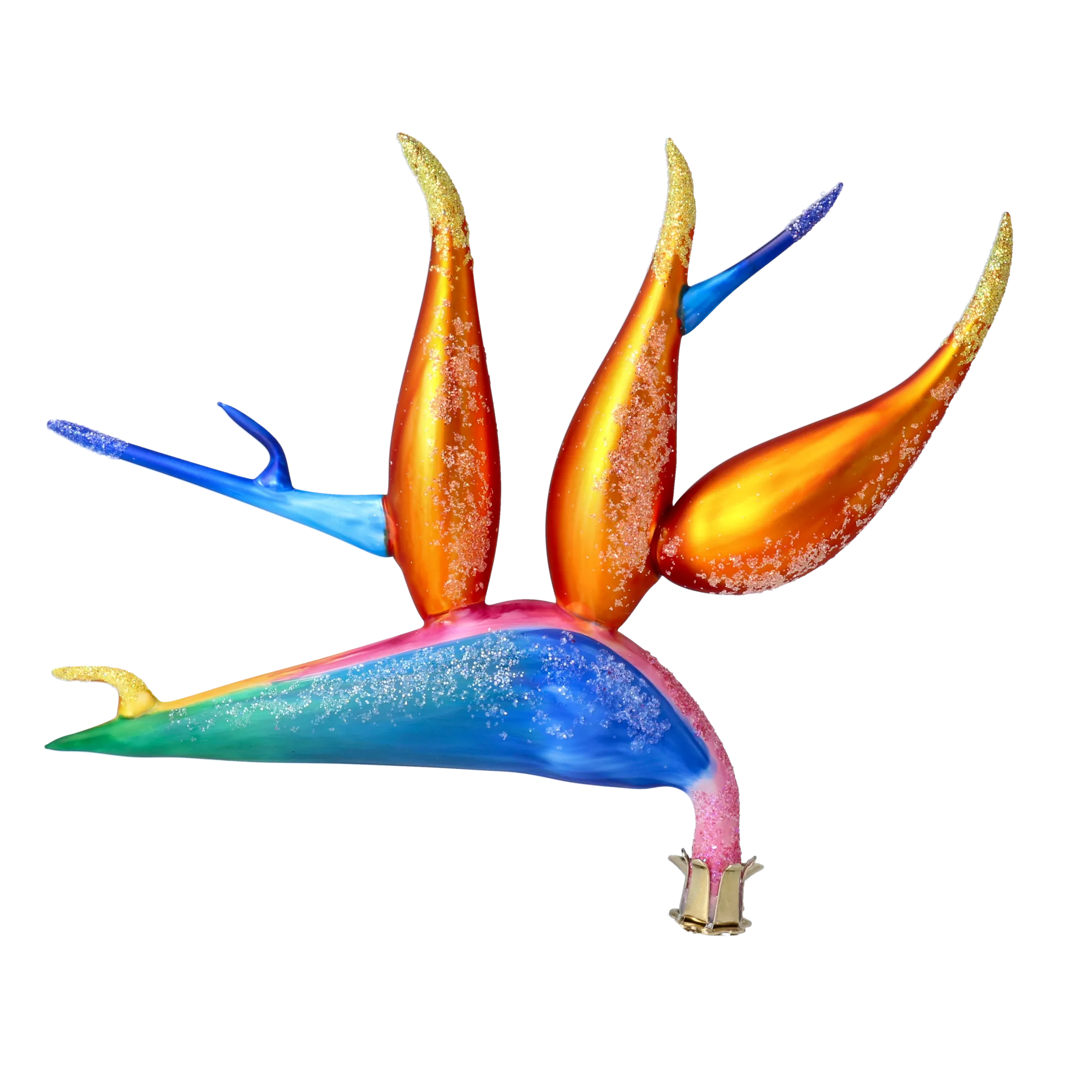 Bird of Paradise Flower -Exotic Strelitzia. Handmade Glass Christmas ornament. 2024-301