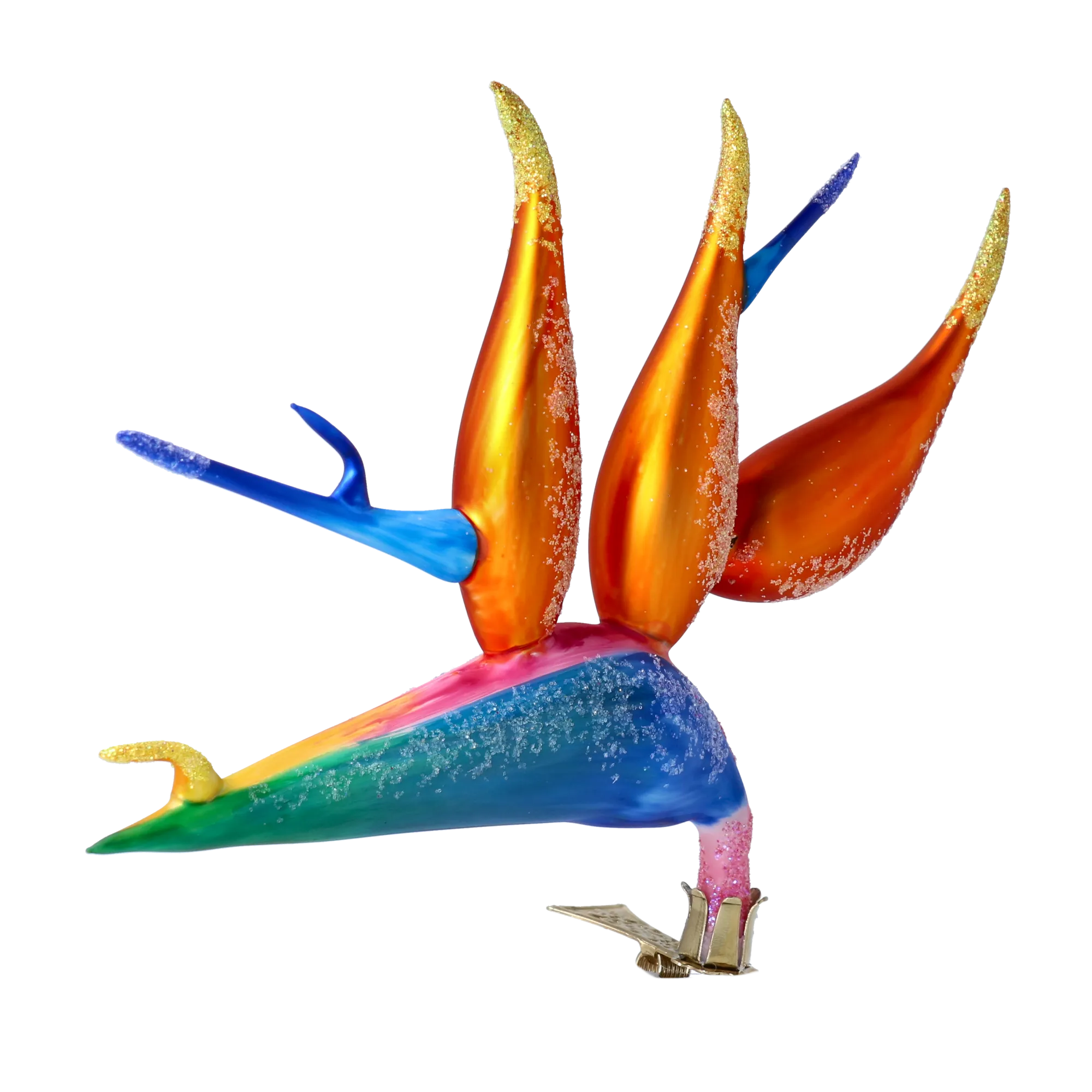 Bird of Paradise Flower -Exotic Strelitzia. Handmade Glass Christmas ornament. 2024-301