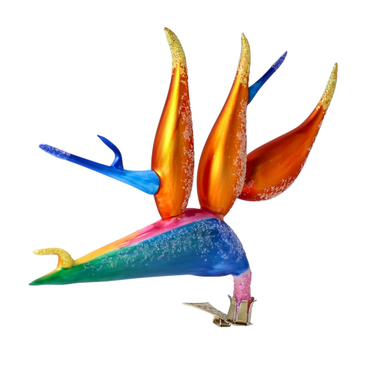 Bird of Paradise Flower -Exotic Strelitzia. Handmade Glass Christmas ornament. 2024-301