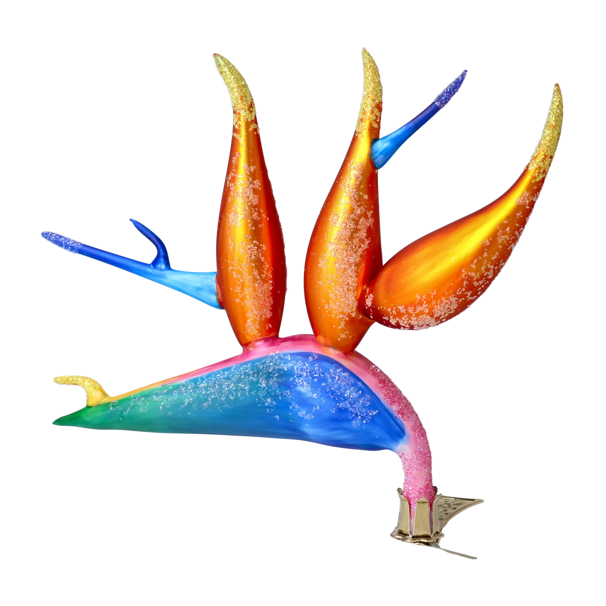 Bird of Paradise Flower -Exotic Strelitzia. Handmade Glass Christmas ornament. 2024-301