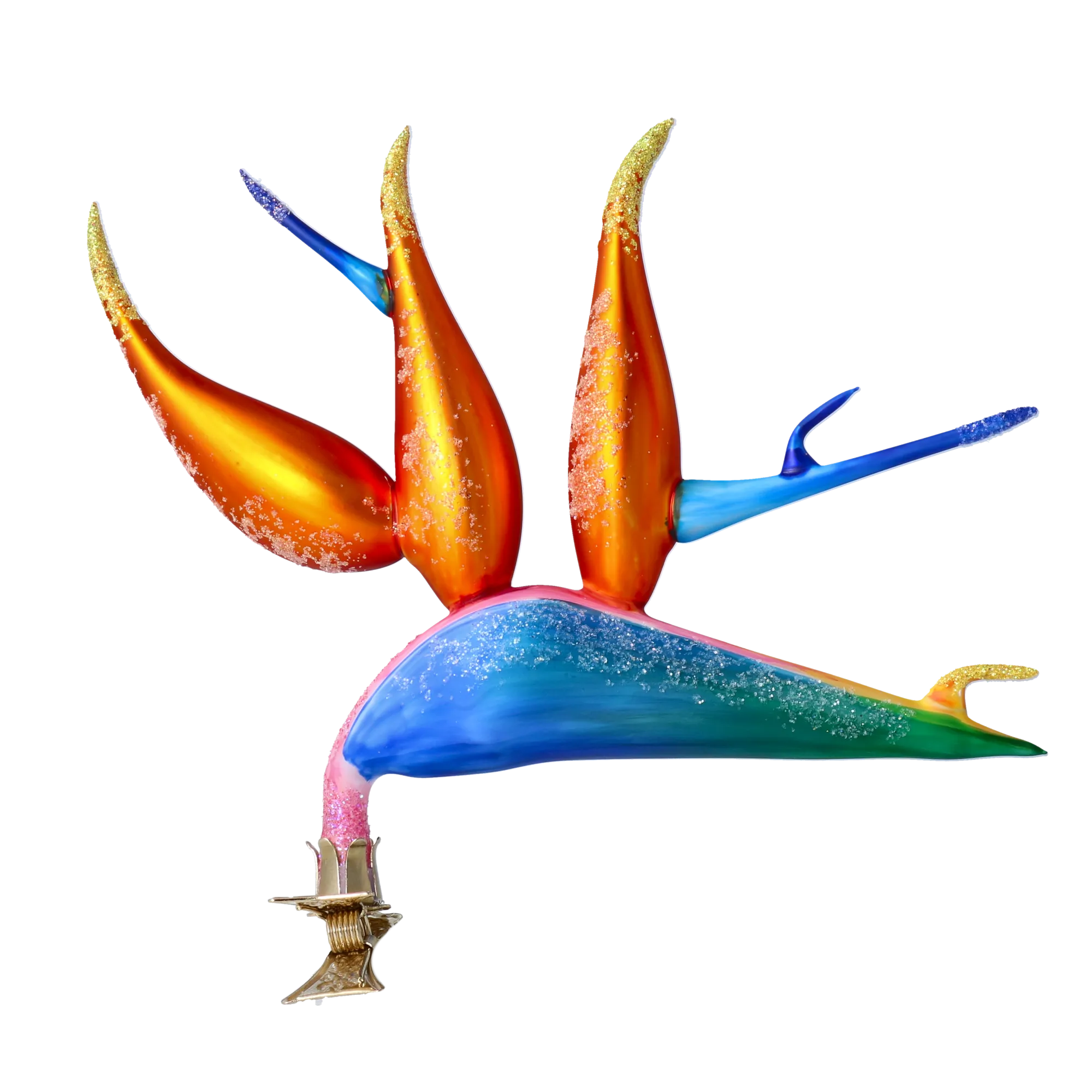 Bird of Paradise Flower -Exotic Strelitzia. Handmade Glass Christmas ornament. 2024-301