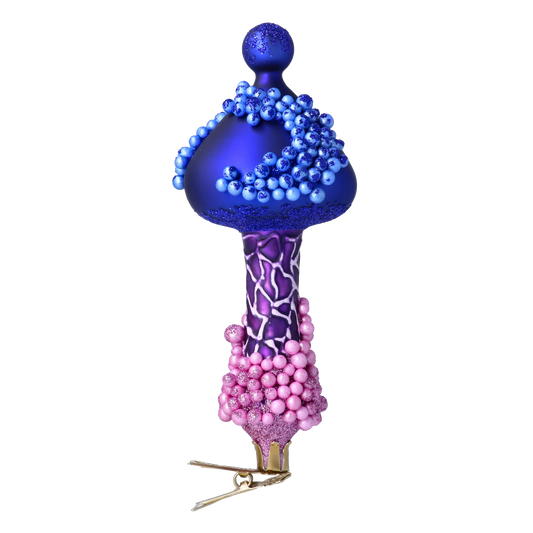 Midnight Sapphire Mystic Toadstool Premium christmas glass ornament 2024-302
