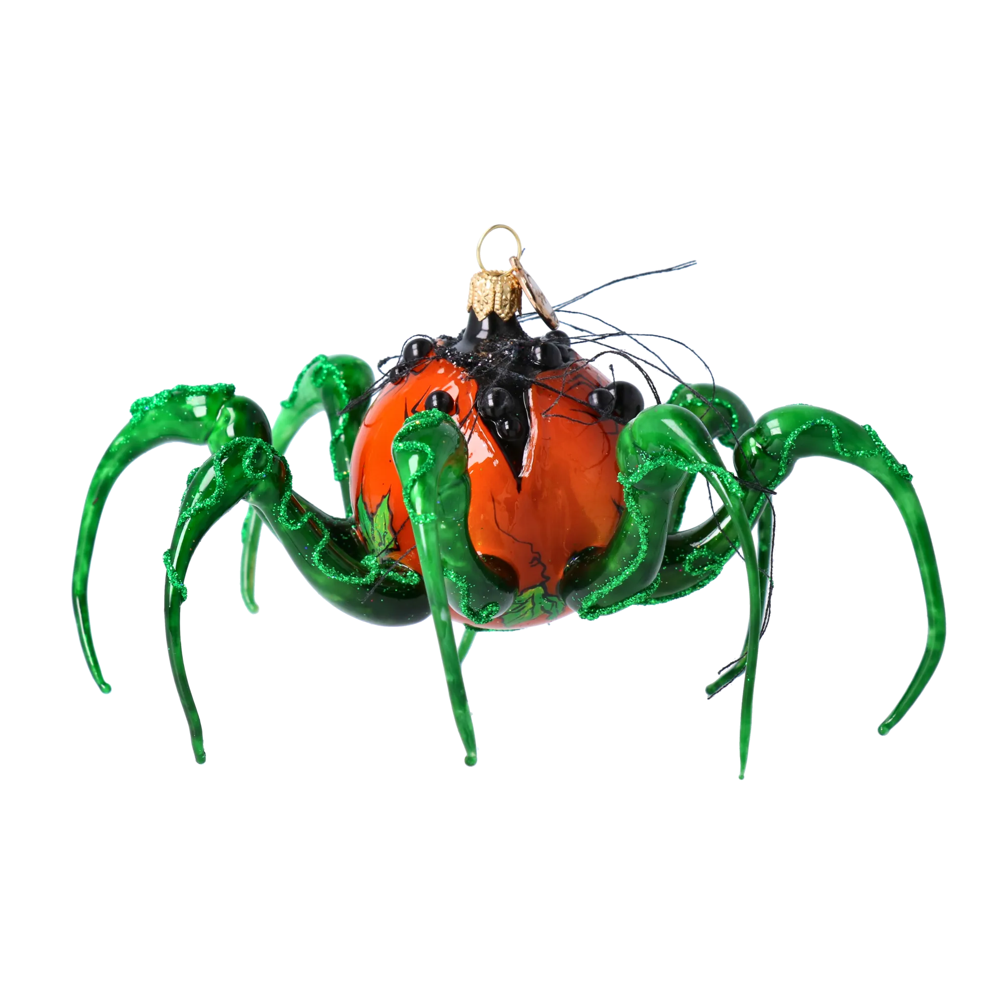 Emerald Legged Pumpkin Spider Premium christmas glass ornament 2024-325