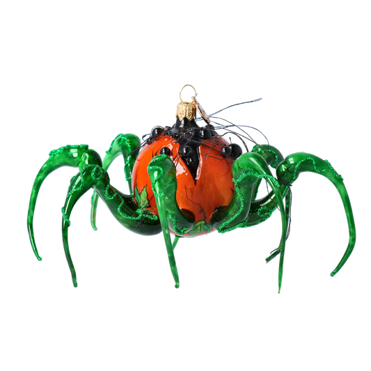 Emerald Legged Pumpkin Spider Premium christmas glass ornament 2024-325