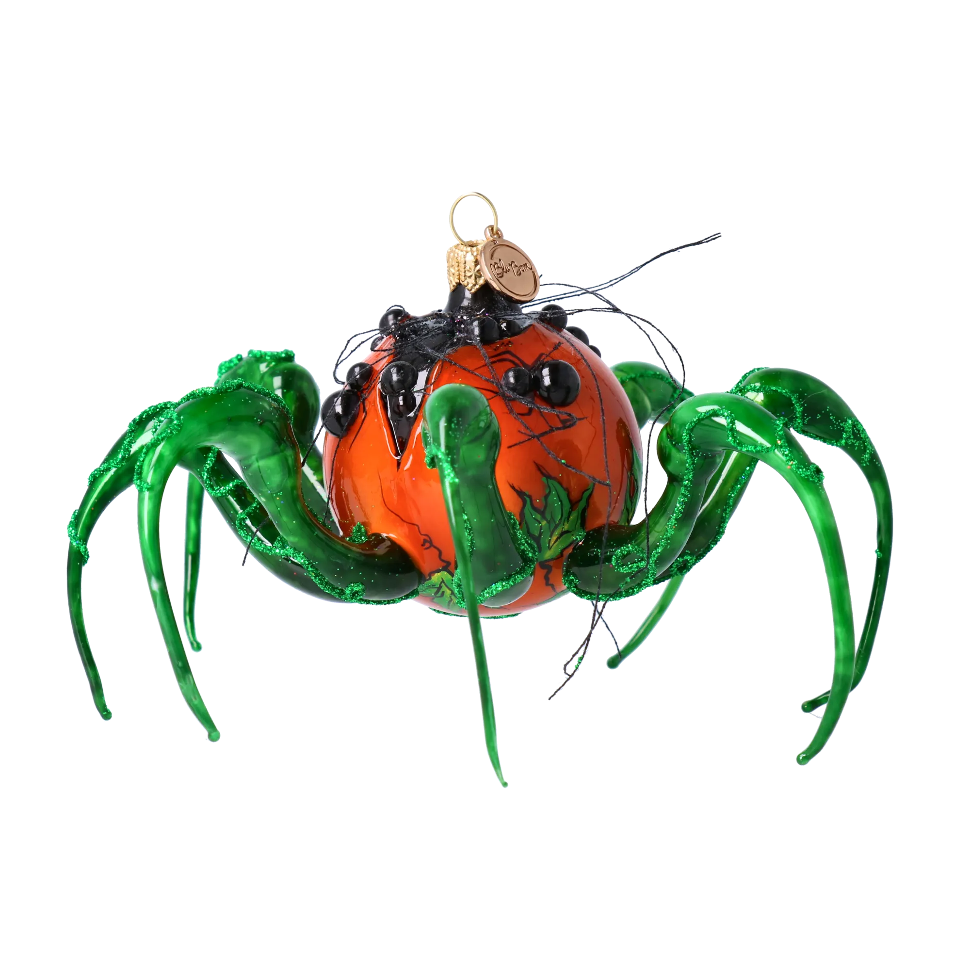 Emerald Legged Pumpkin Spider Premium christmas glass ornament 2024-325
