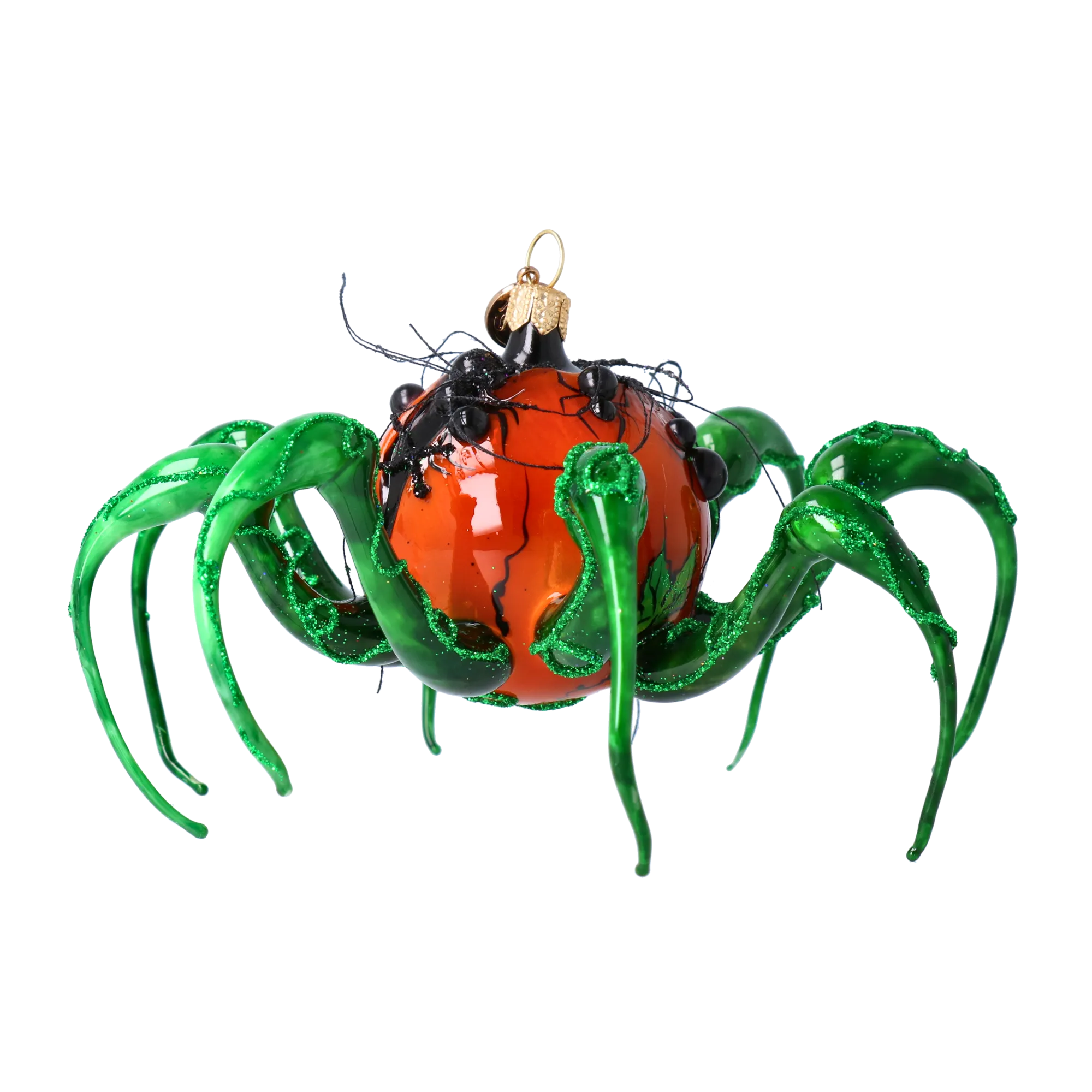 Emerald Legged Pumpkin Spider Premium christmas glass ornament 2024-325