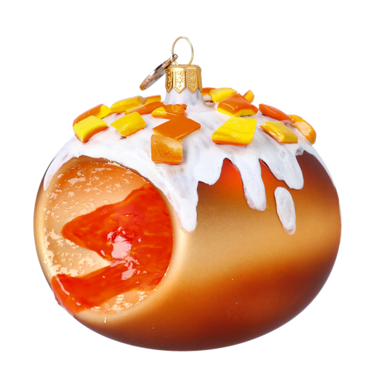 Golden Glazed Jam Donut Premium christmas glass ornament 2024-330