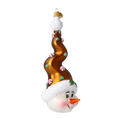Load image into Gallery viewer, Candy Capped Snowman Handmade Glass Christmas ornament
