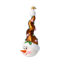 Load image into Gallery viewer, Candy Capped Snowman Handmade Glass Christmas ornament
