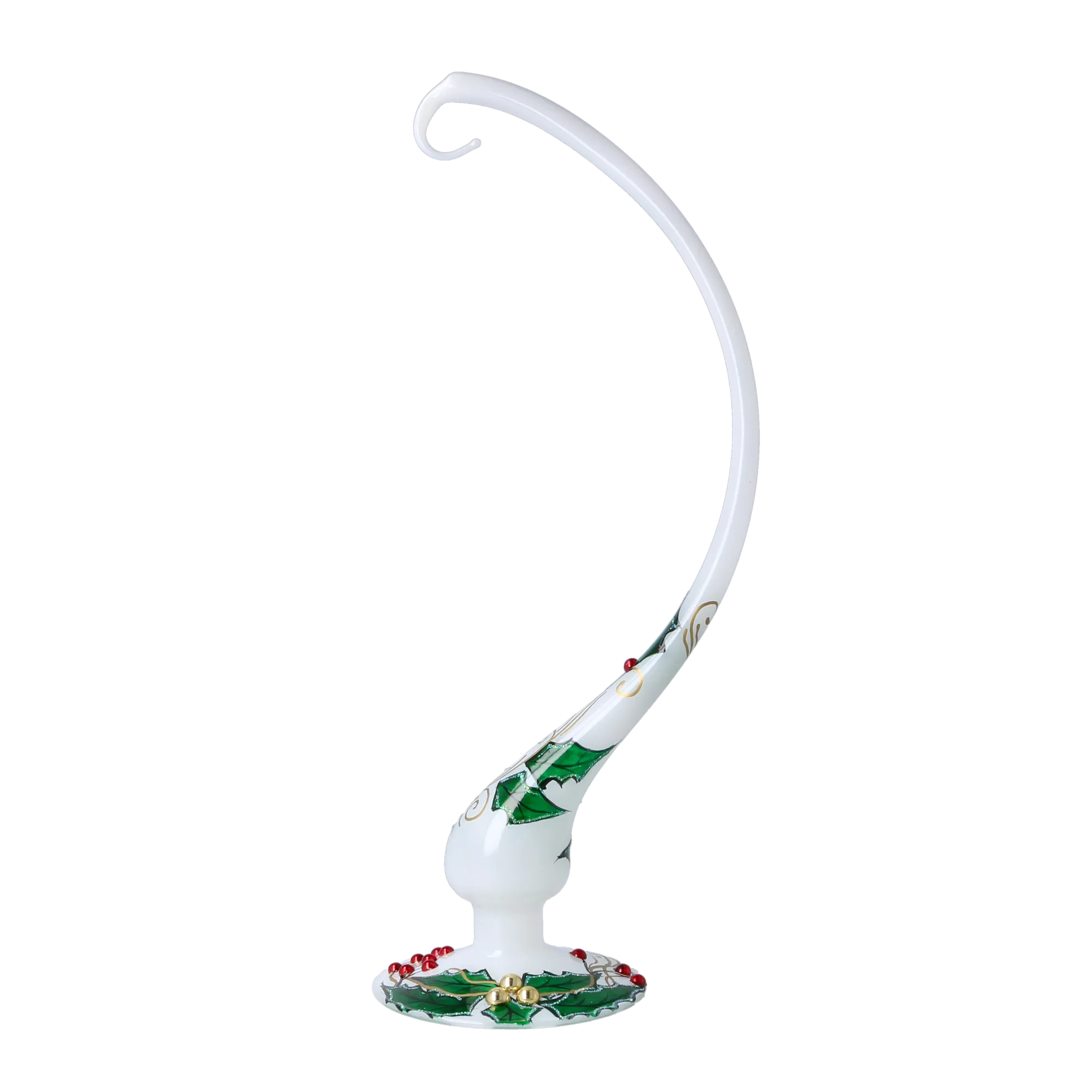 Alabaster Holly Poise | Hand-Painted Glass Ornament | Blubom 2025-006