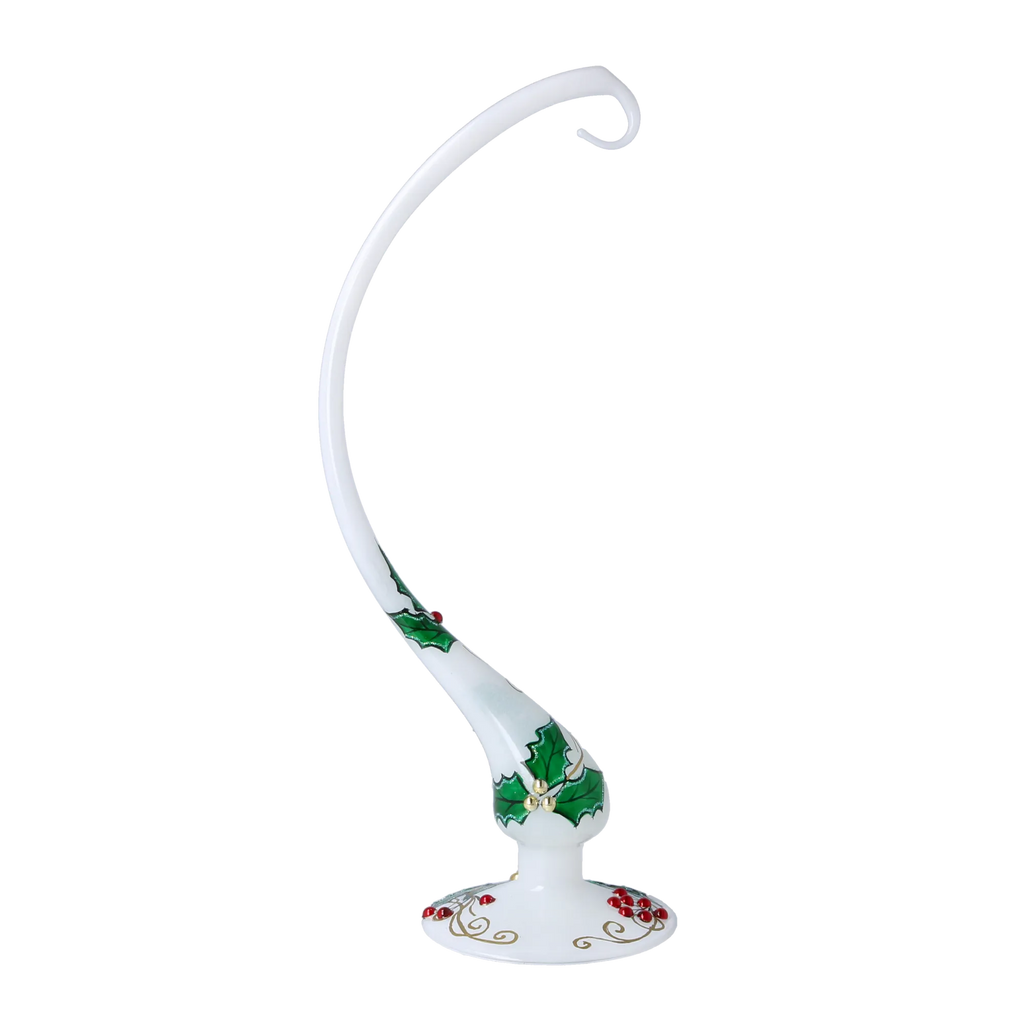Alabaster Holly Poise | Hand-Painted Glass Ornament | Blubom 2025-006