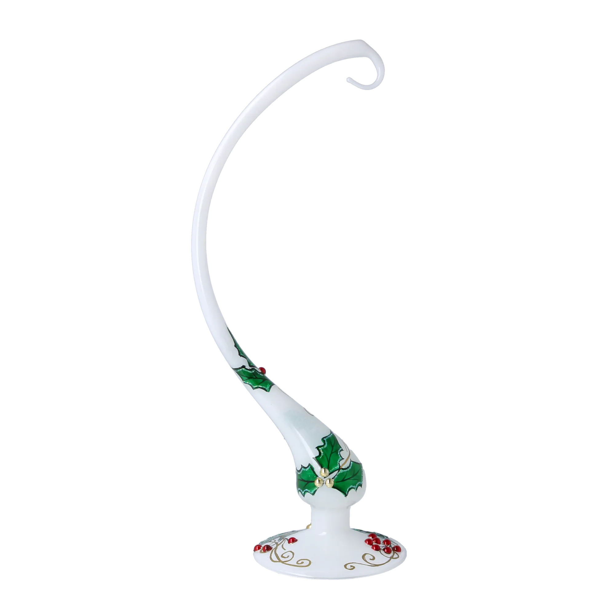 Alabaster Holly Poise | Hand-Painted Glass Ornament | Blubom 2025-006