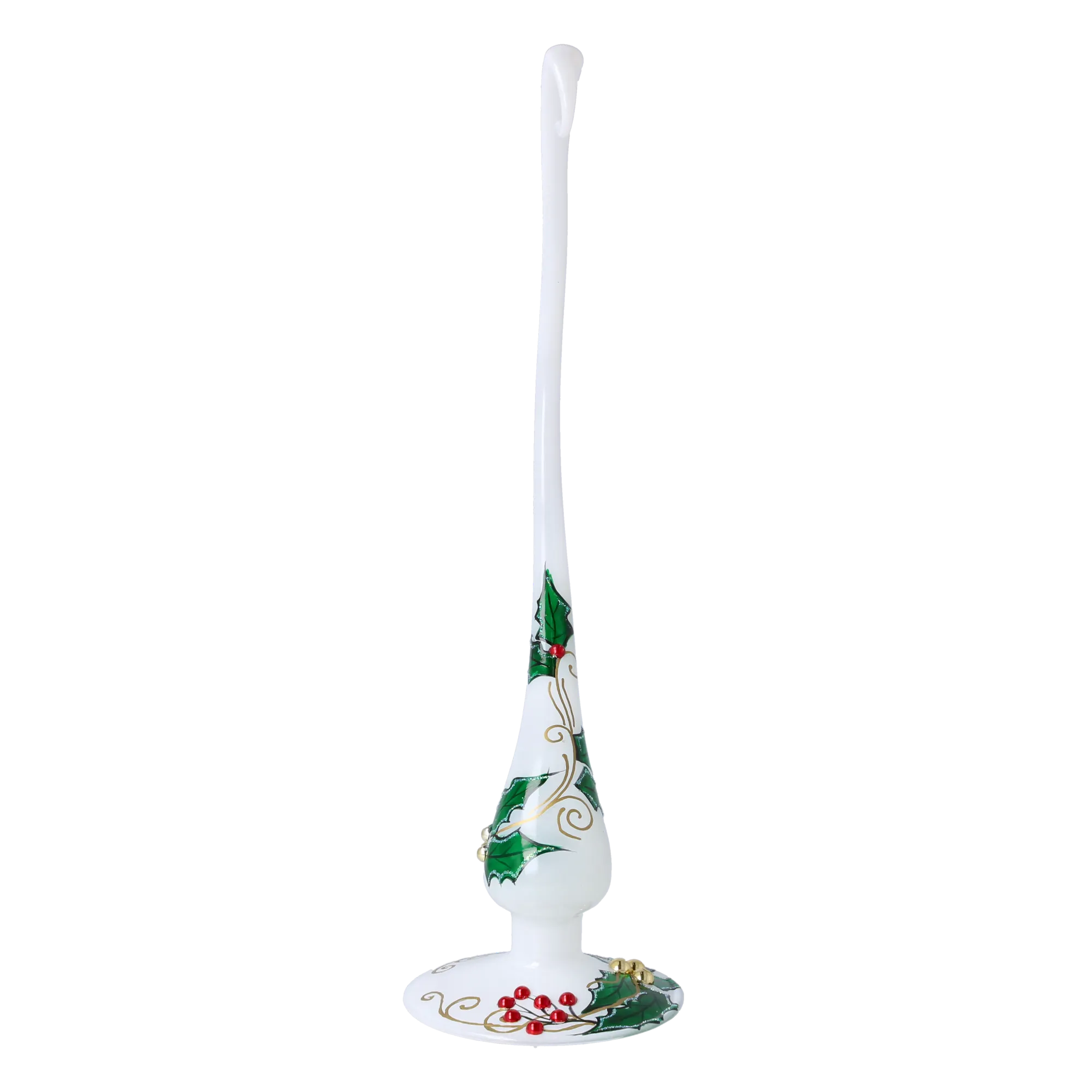 Alabaster Holly Poise | Hand-Painted Glass Ornament | Blubom 2025-006