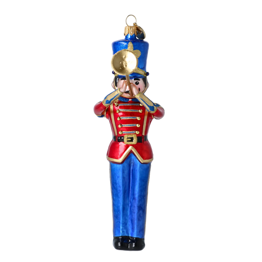 Royal Blue Trumpeter Premium christmas glass ornament 2025-008