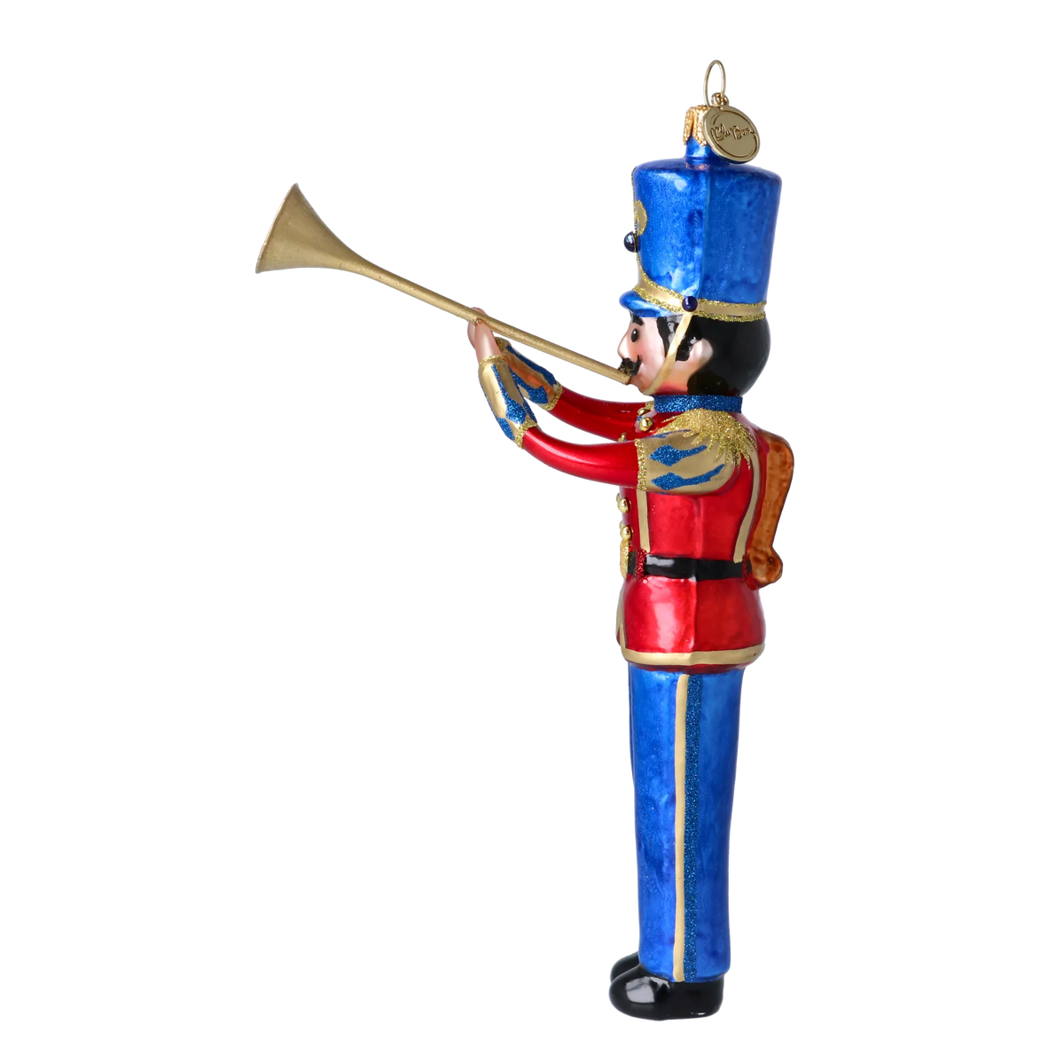 Gallant Brass Clarion | Hand-Painted Glass Ornament | Blubom 2025-008
