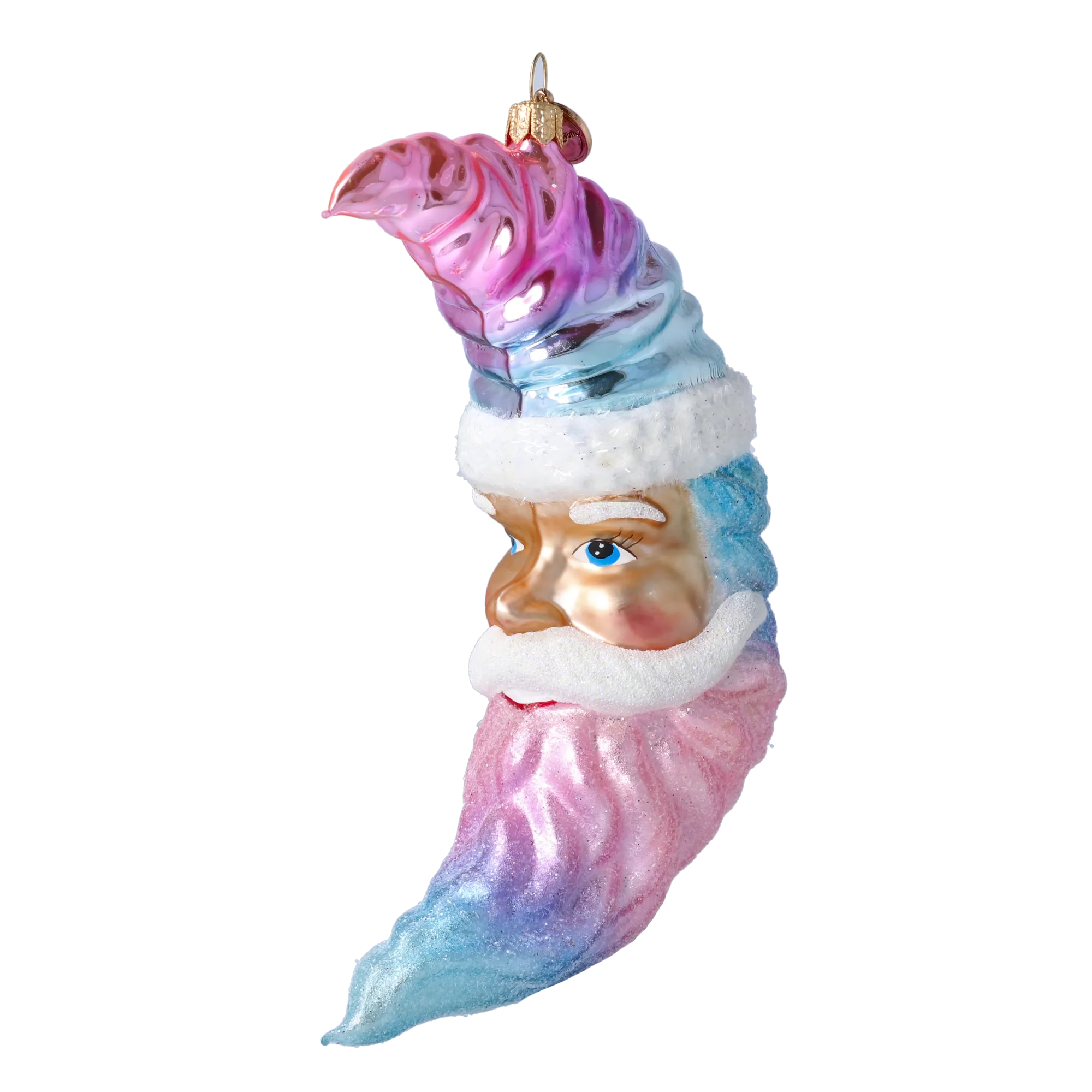 Sugar Moon ornament. Handmade Glass Christmas ornament. 2025-009