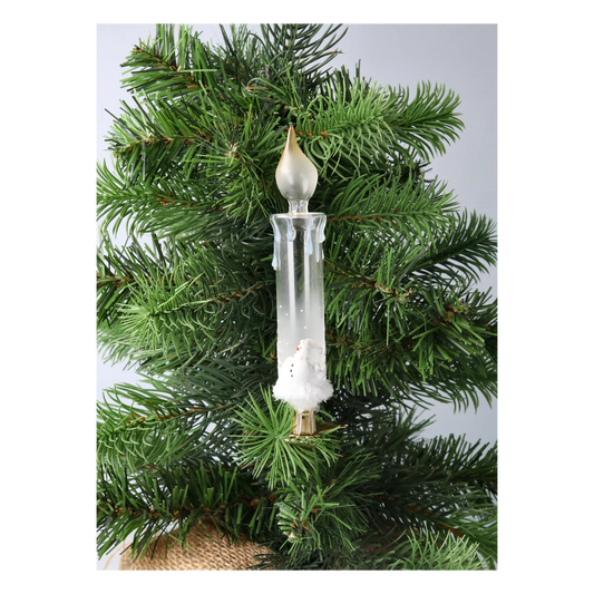 Frosted Snowman Candle Premium christmas glass ornament 2025-012