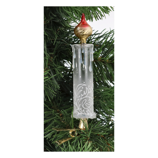 Frosted Crimson Flame Candle Premium christmas glass ornament 2025-015