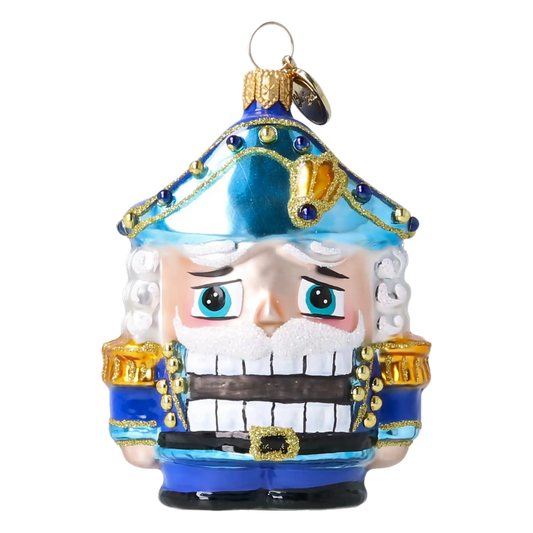 Blue Nutcracker - Glass Christmas Ornament.