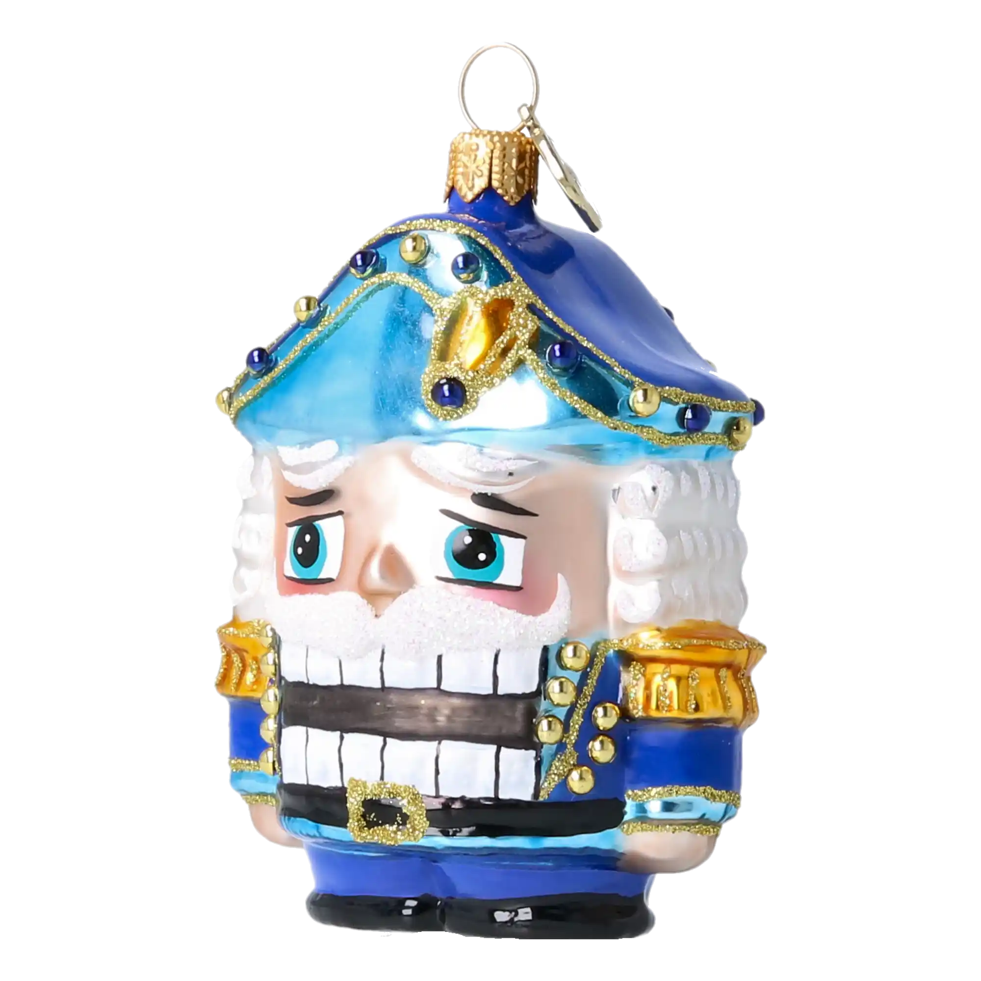 Blue Nutcracker - Glass Christmas Ornament.