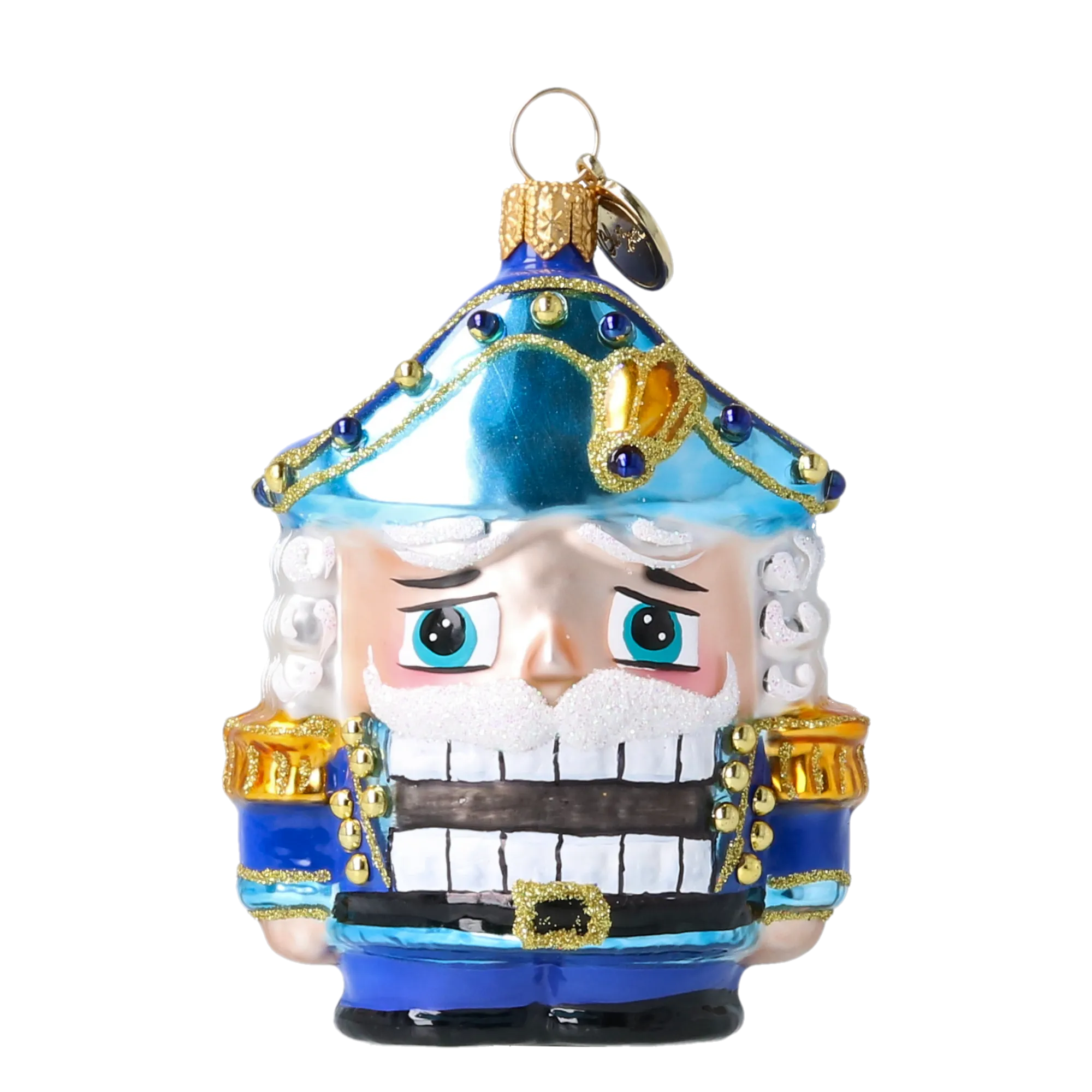 Blue Nutcracker - Handmade Glass Christmas Ornament. 2025-026