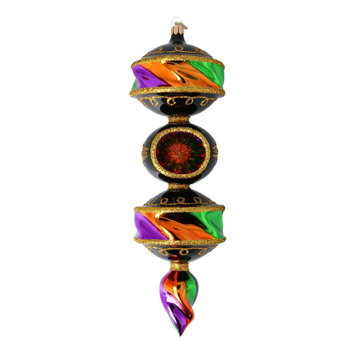 Obsidian Masquerade | Hand-Painted Glass Ornament | Blubom 2025-028