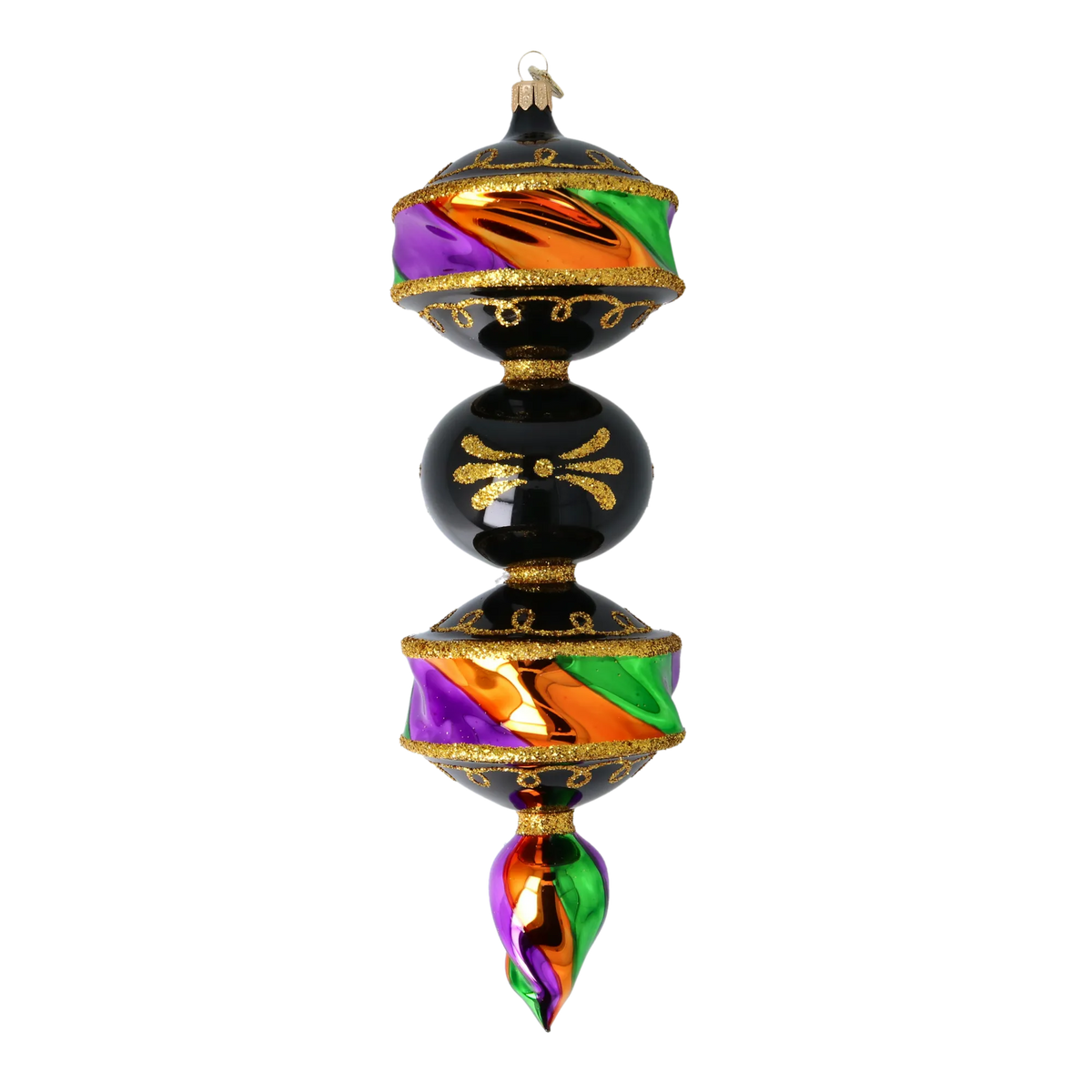 Obsidian Masquerade | Hand-Painted Glass Ornament | Blubom 2025-028