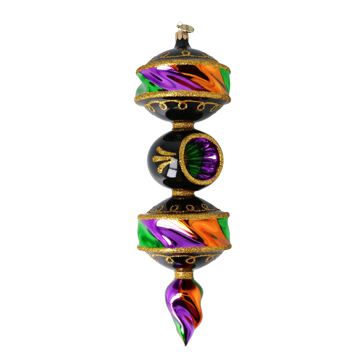 Obsidian Masquerade | Hand-Painted Glass Ornament | Blubom 2025-028