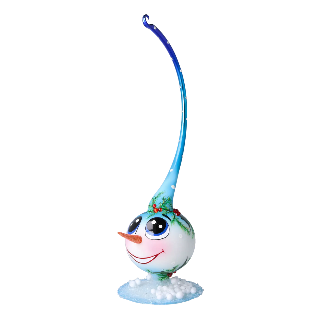 Jovial Azure Sentry | Hand-Painted Glass Ornament | Blubom 2025-030