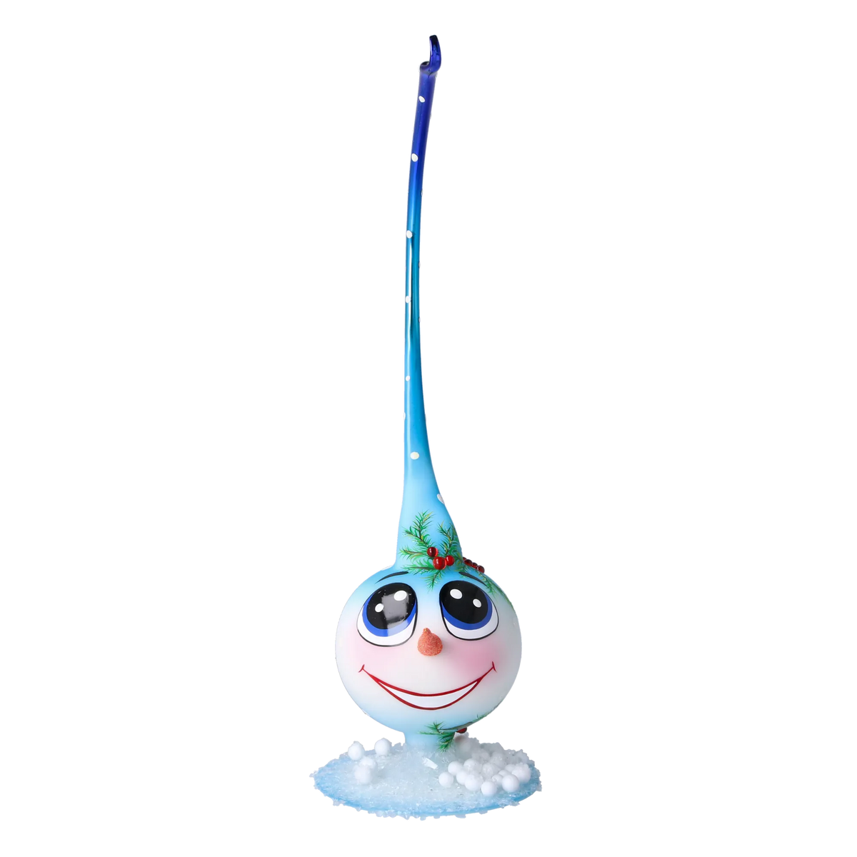 Jovial Azure Sentry | Hand-Painted Glass Ornament | Blubom 2025-030