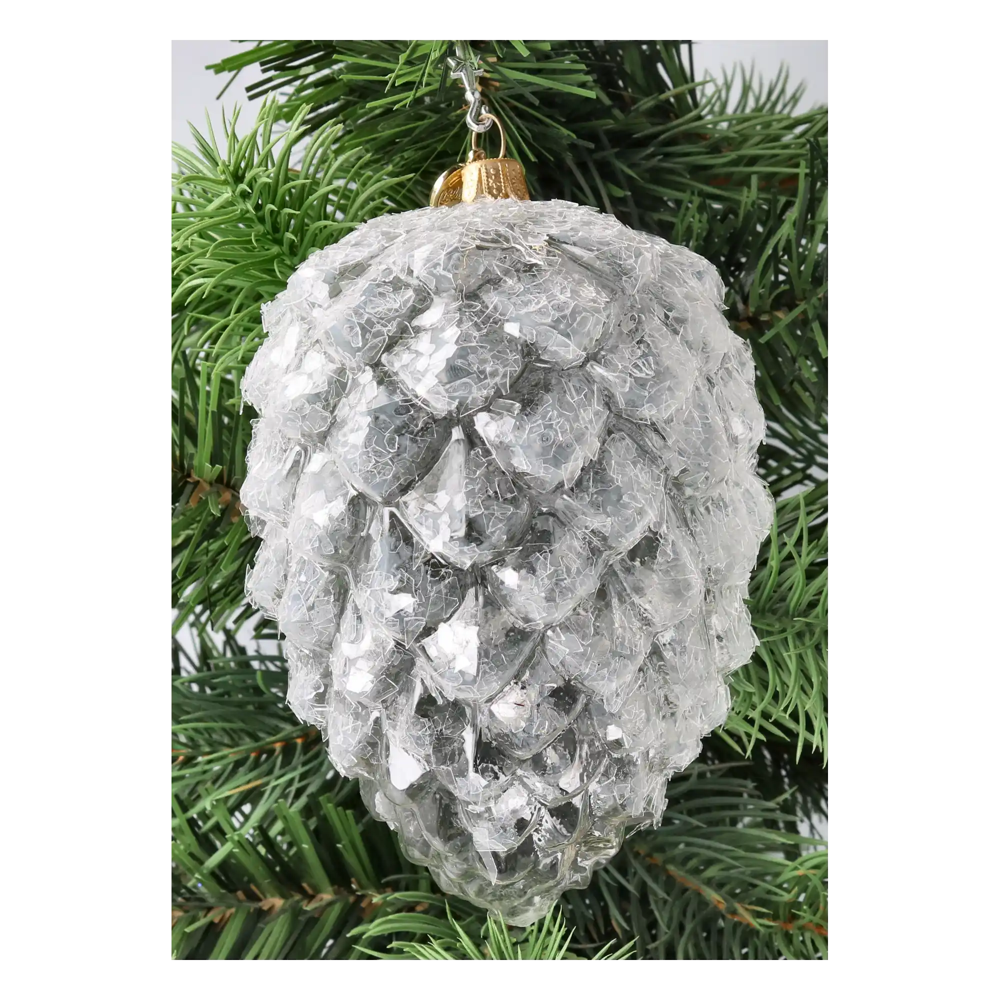 Ice Crystal Cone Ornament Handmade Glass Christmas ornament