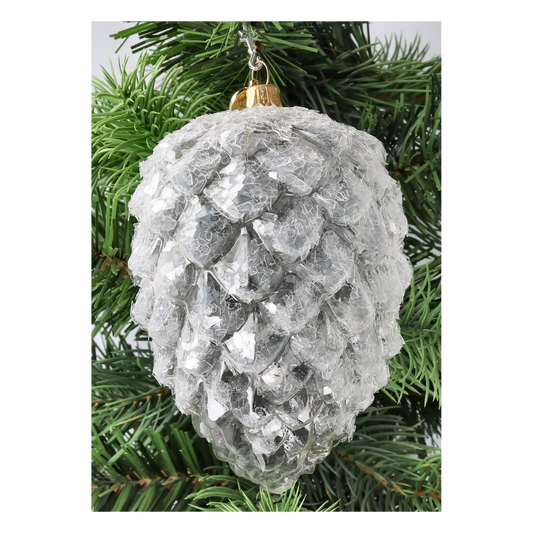 Ice Crystal Cone Ornament Handmade Glass Christmas ornament