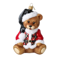 Load image into Gallery viewer, Crimson Harlequin Santa Teddy Premium christmas glass ornament 2025-032
