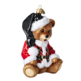 Load image into Gallery viewer, Crimson Harlequin Santa Teddy Premium christmas glass ornament 2025-032
